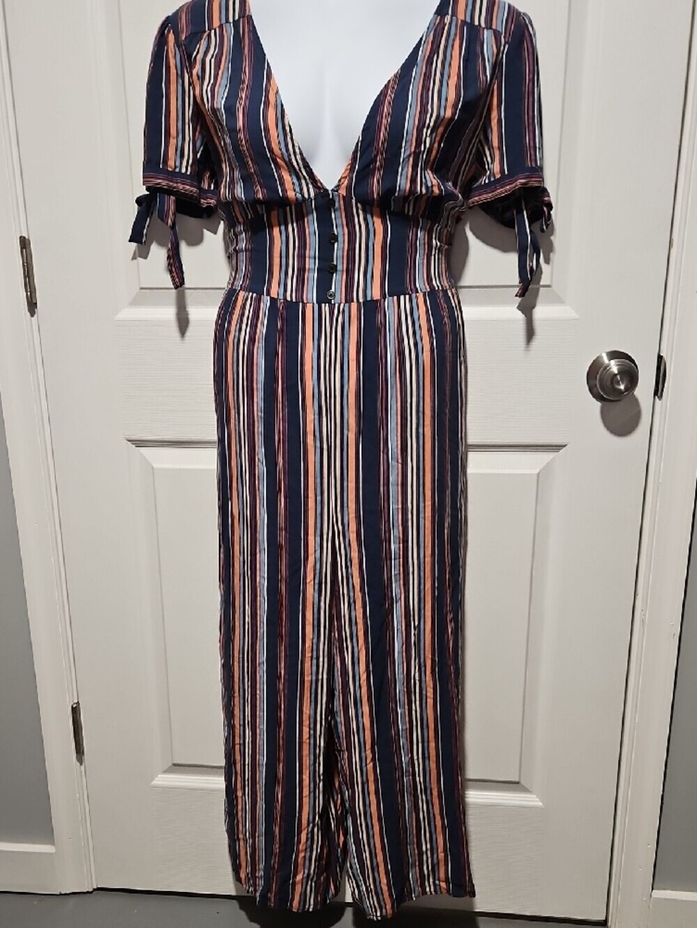 Xhilaration Navy, Orange and Cream Striped Scarf